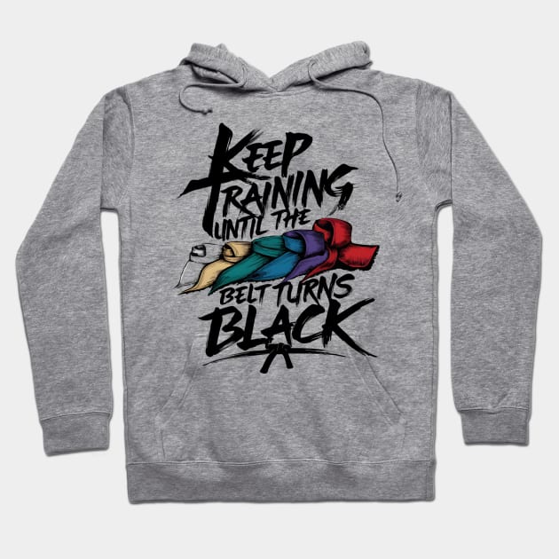 Keep Training Until Belt Turns Black Japan Karate Taekwondo Judo Martial Arts Hoodie by TopTees